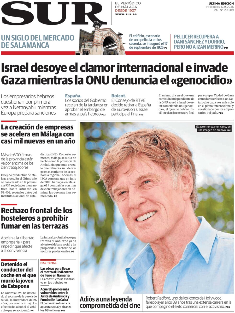 Diario SUR - Front Page - 09/17/2025