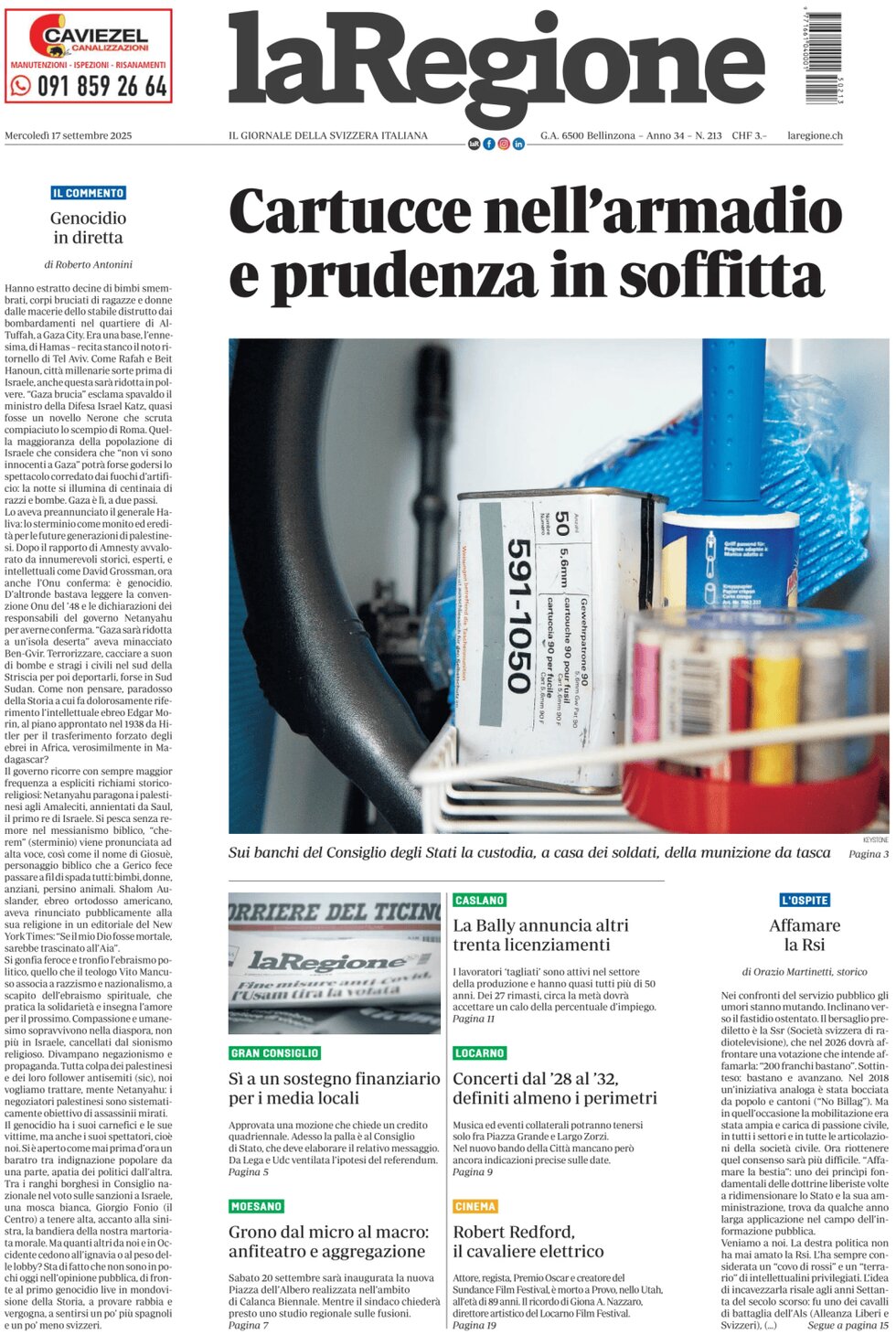 La Regione - Front Page - 09/17/2025