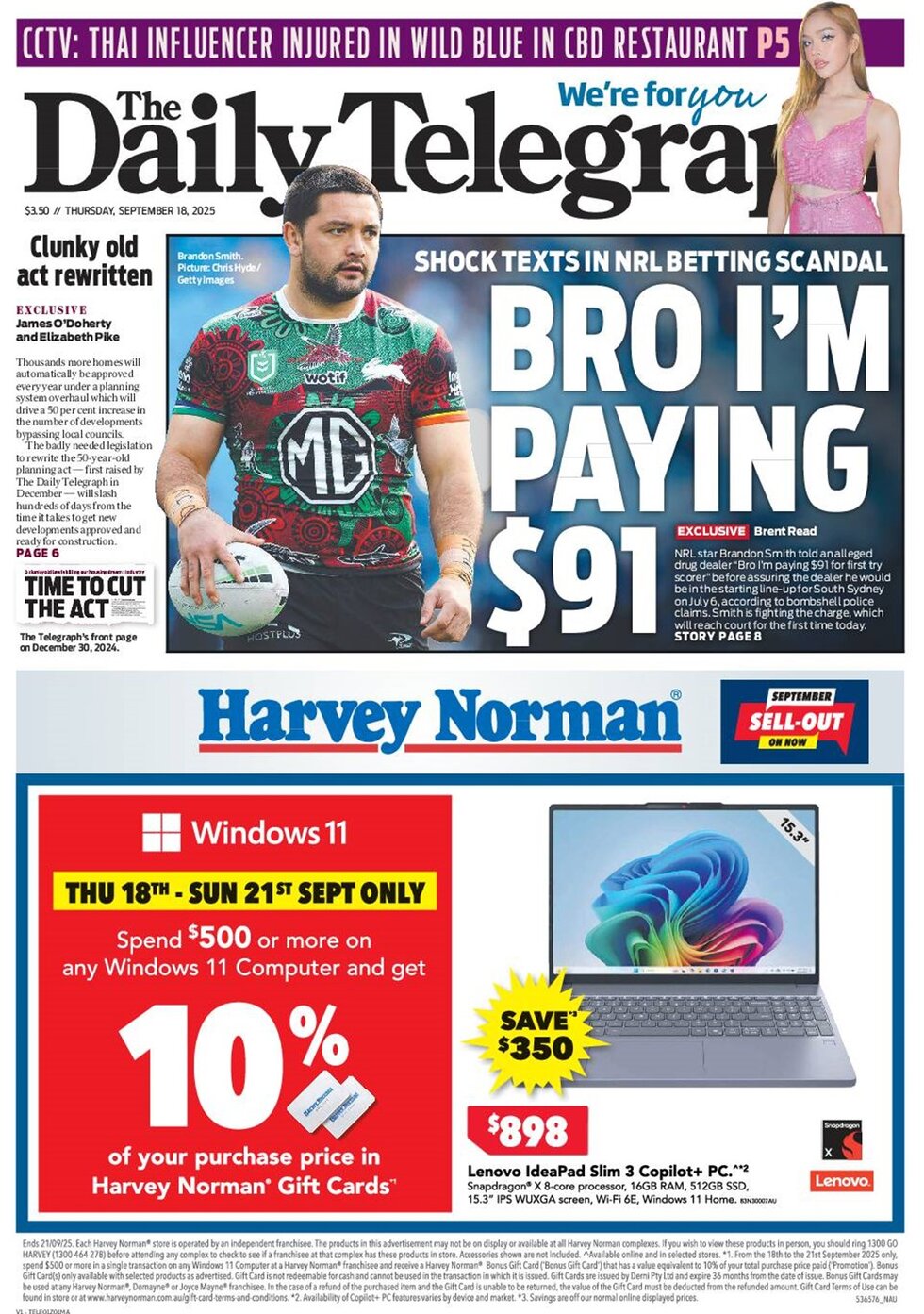 The Daily Telegraph (Sydney) - Front Page - 09/18/2025
