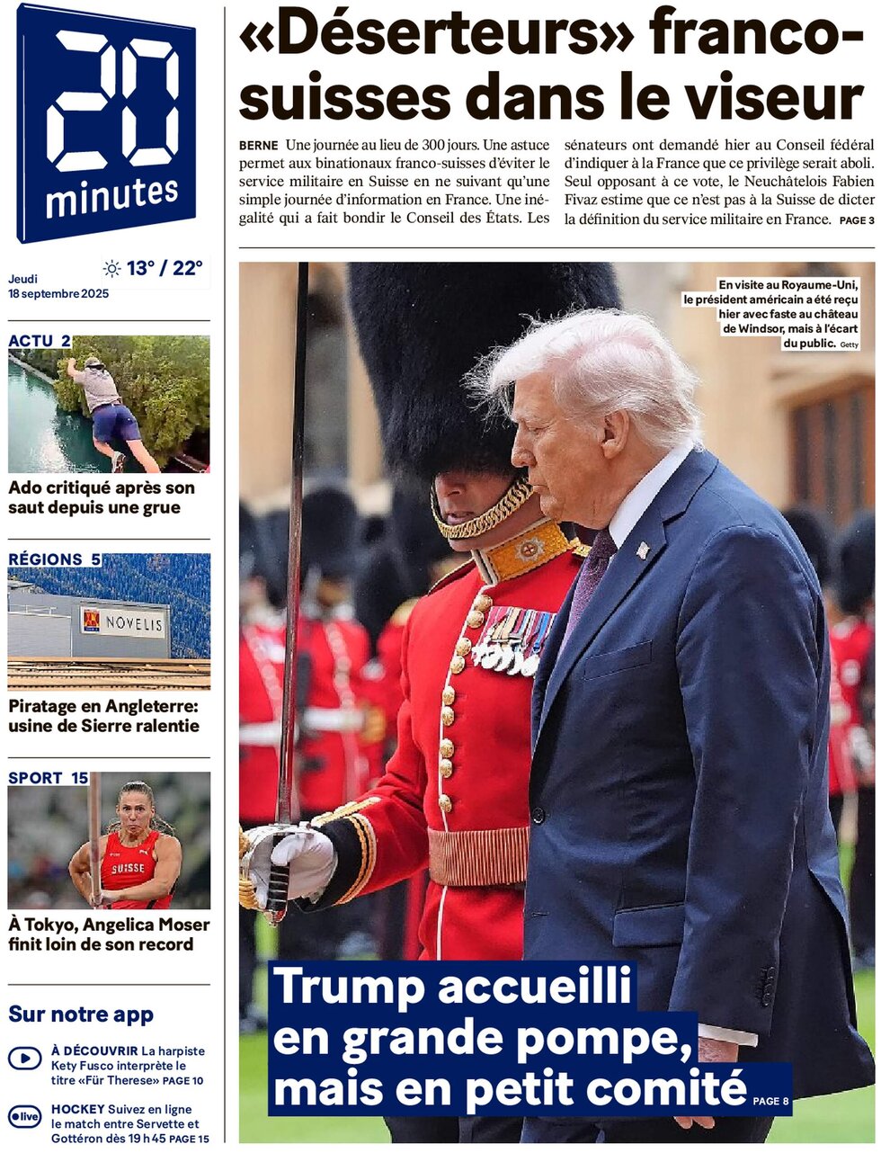 20 Minutes - Front Page - 09/18/2025