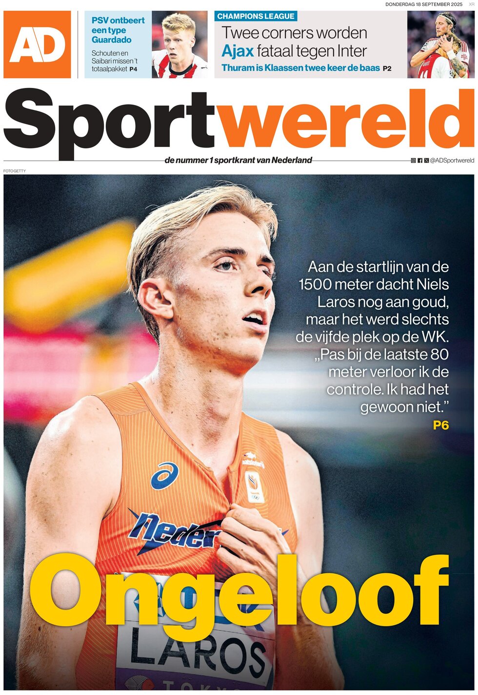 AD Sportwereld - Front Page - 09/18/2025