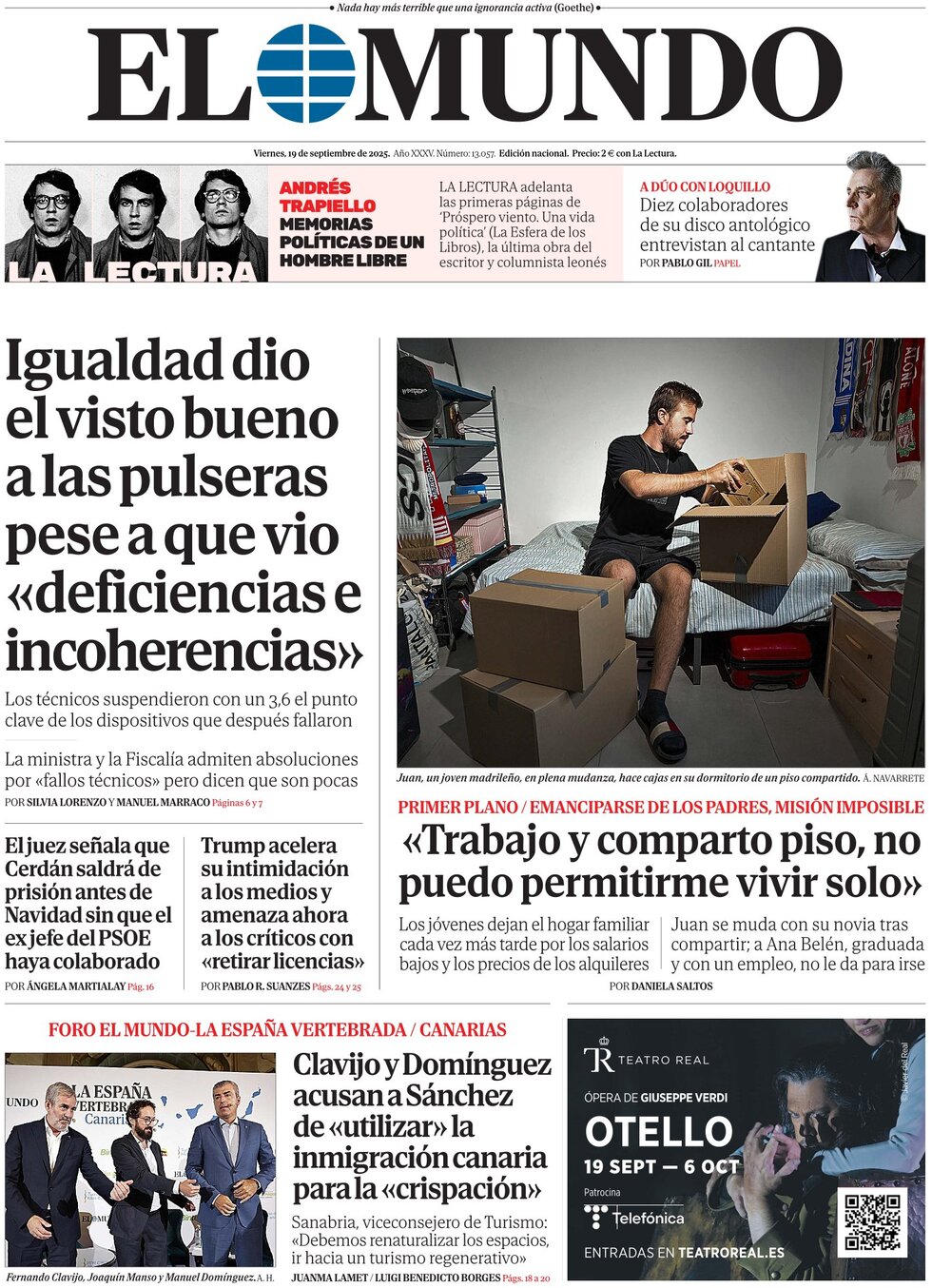 El Mundo - Front Page - 09/19/2025