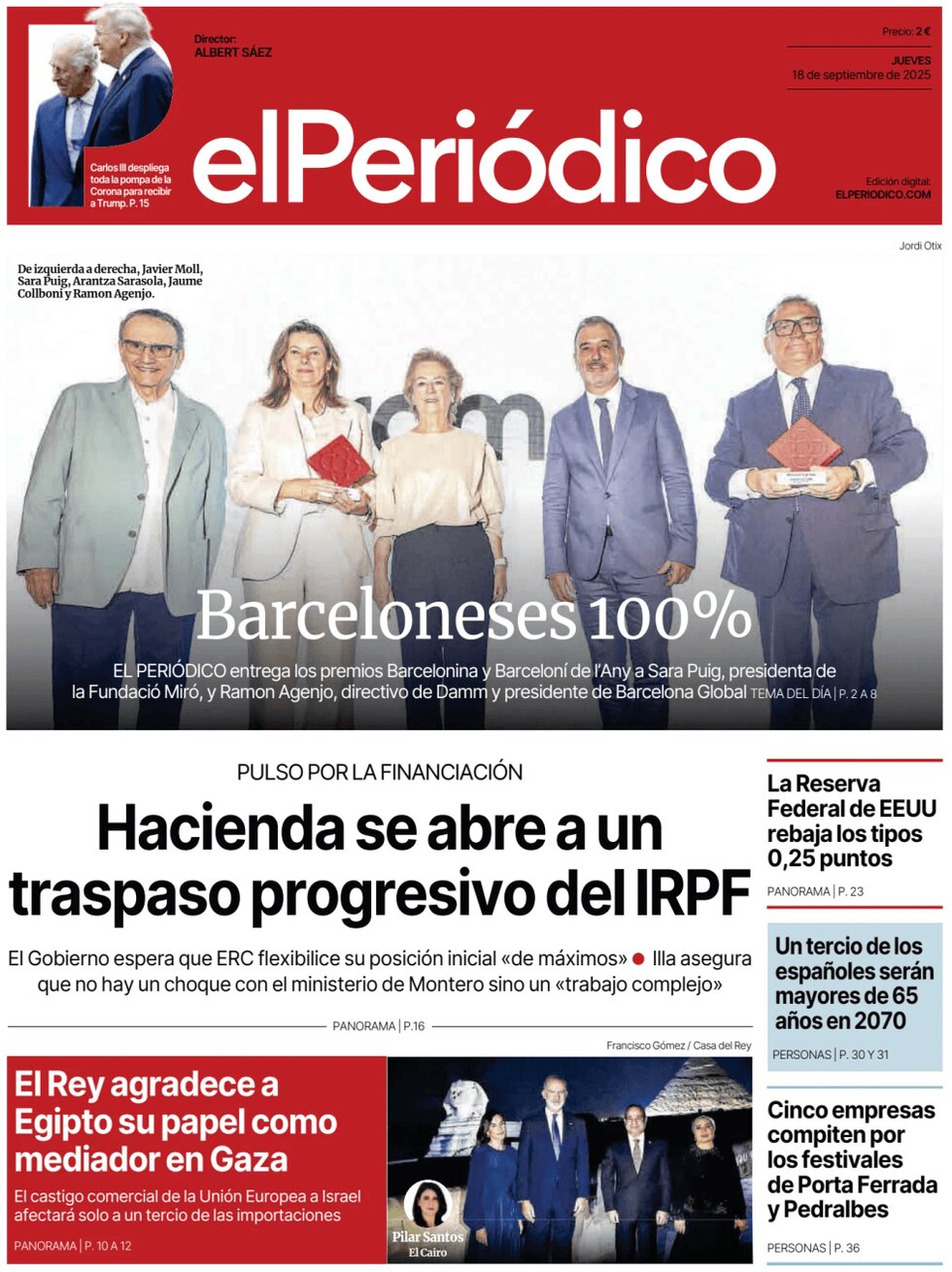 El Periódico de Catalunya - Front Page - 09/18/2025