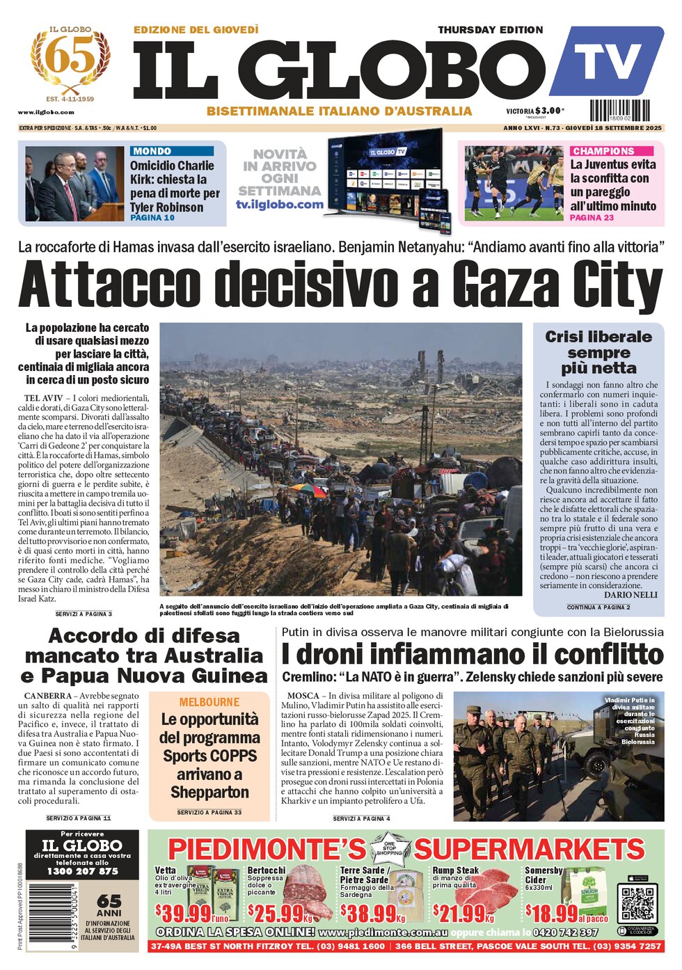 Il Globo - Cover - 09/18/2025