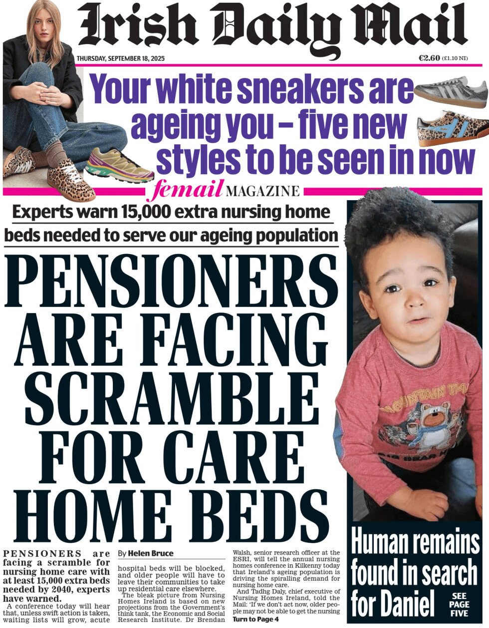 Irish Daily Mail - Front Page - 09/18/2025