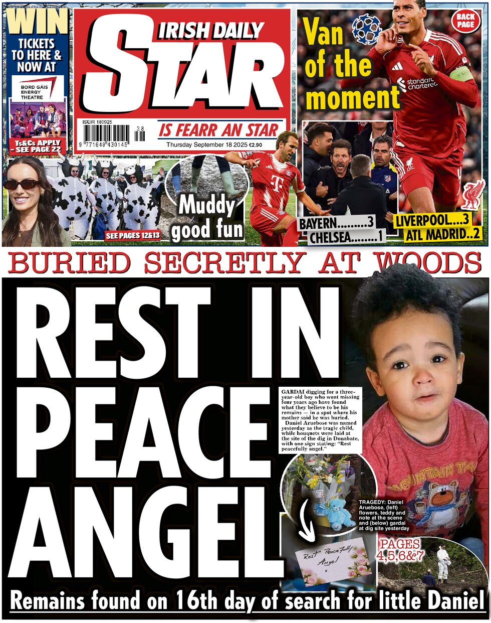 Irish Daily Star - Front Page - 09/18/2025