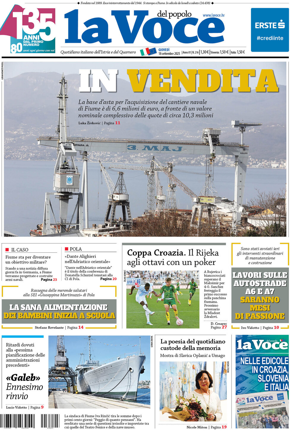 La Voce del popolo - Front Page - 09/18/2025