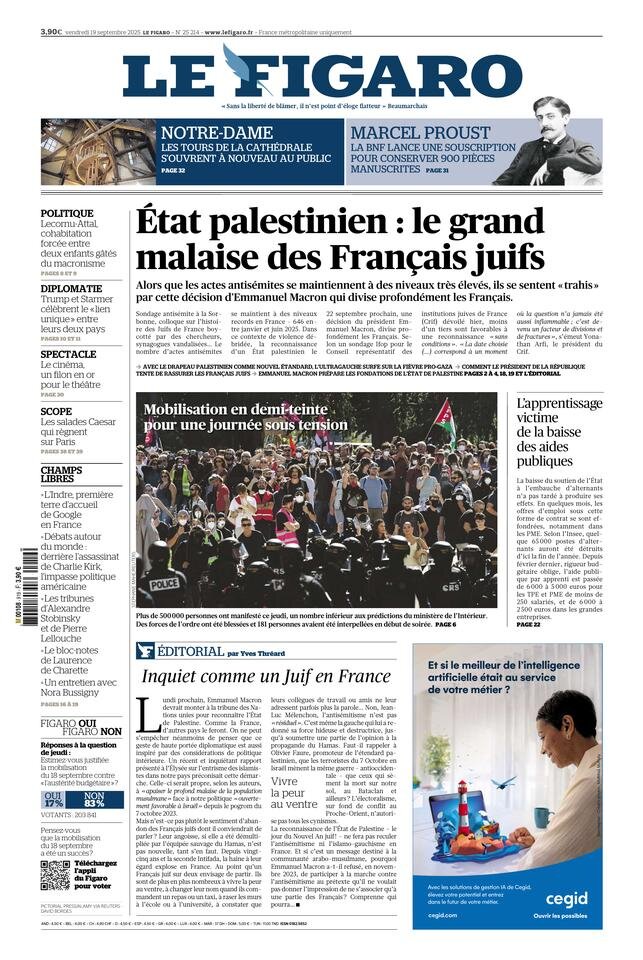 Le Figaro - Front Page - 09/19/2025