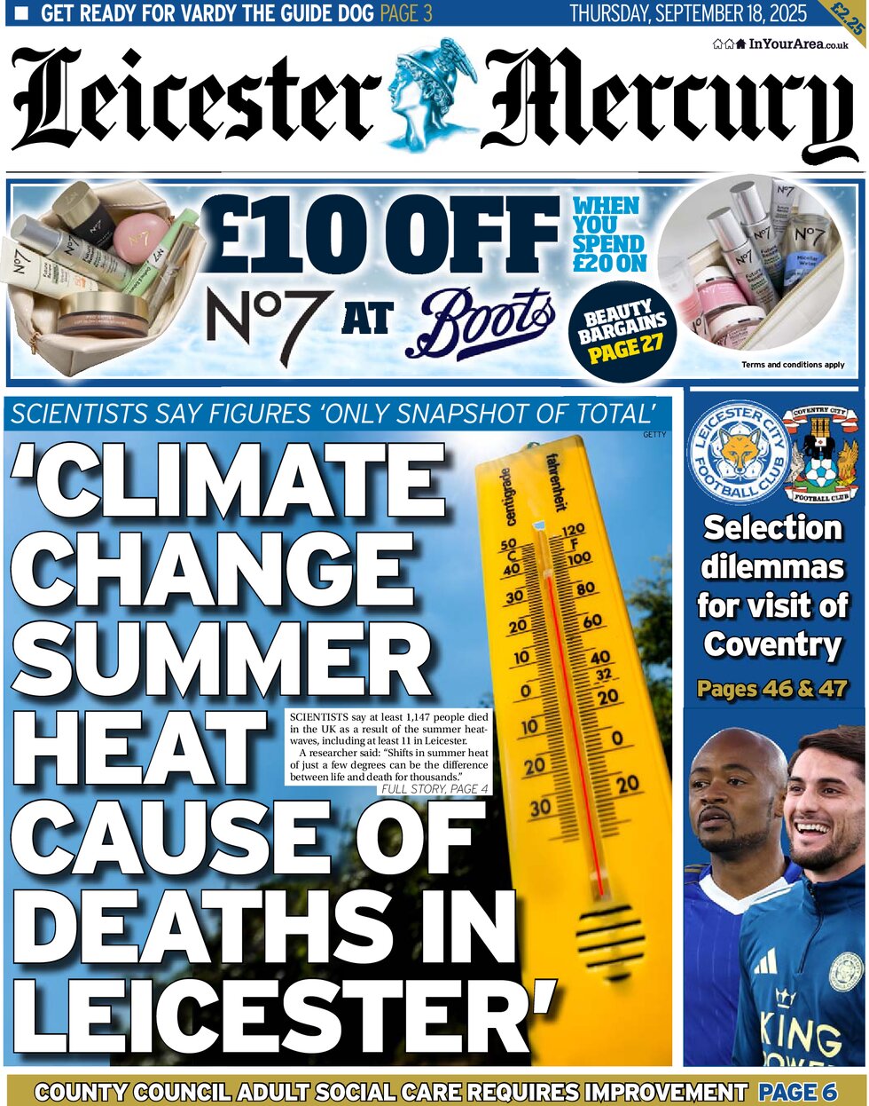 Leicester Mercury - Front Page - 09/18/2025