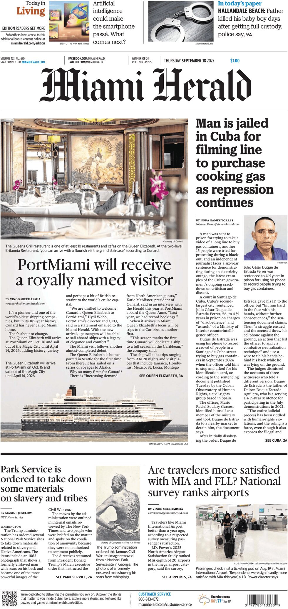 Miami Herald - Cover - 09/18/2025
