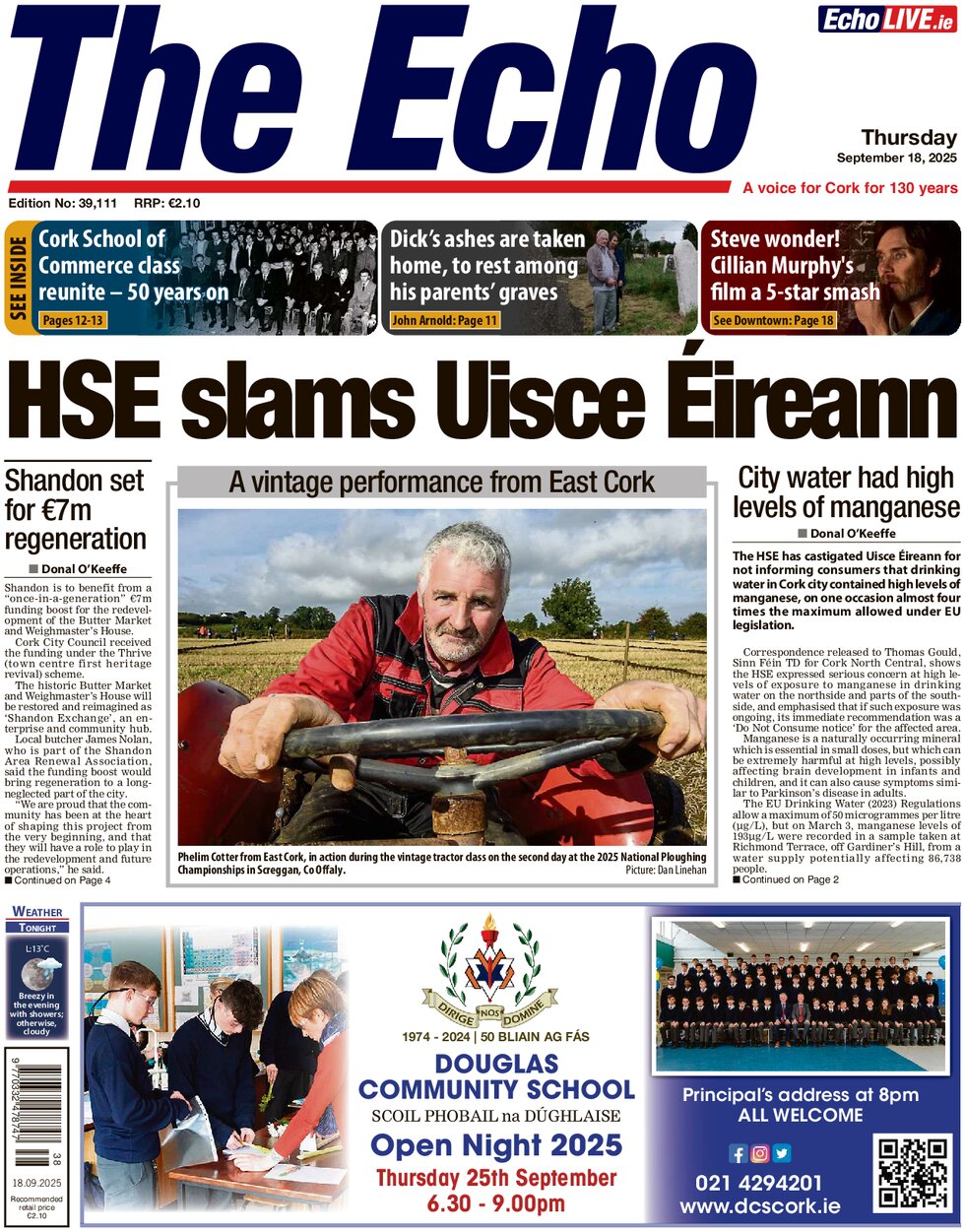 The Echo (Cork) - Front Page - 09/18/2025