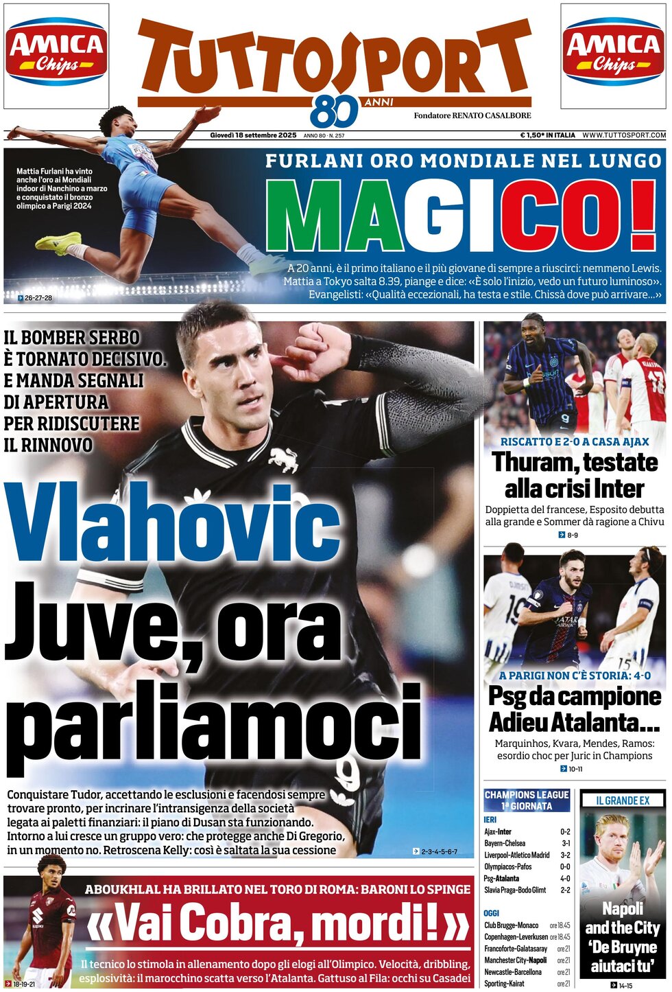 Tuttosport - Front Page - 09/18/2025