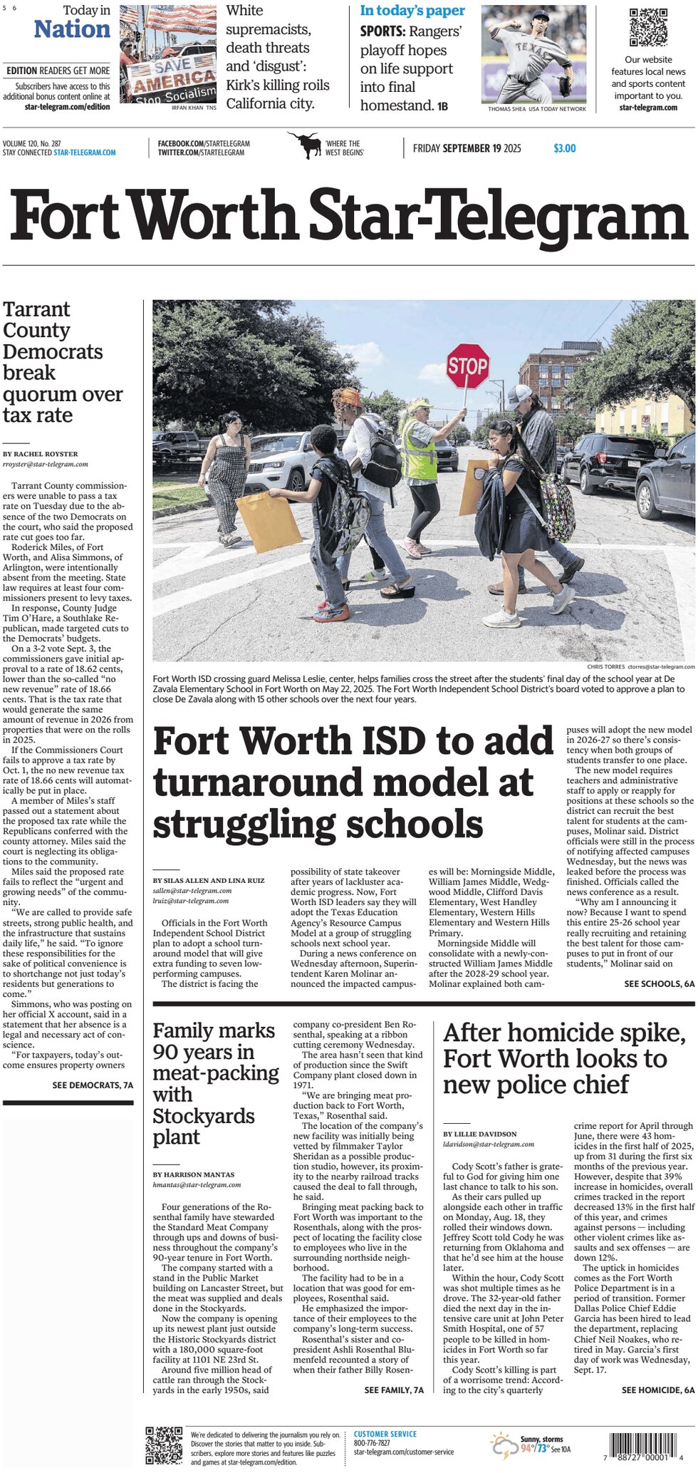 Fort Worth Star-Telegram - Cover - 09/19/2025