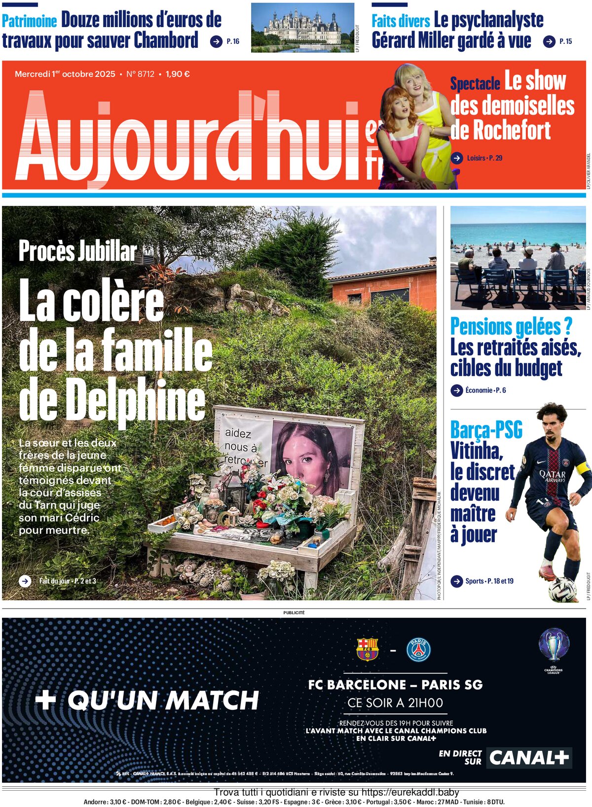 Aujourd'hui en France - Front Page - 10/01/2025
