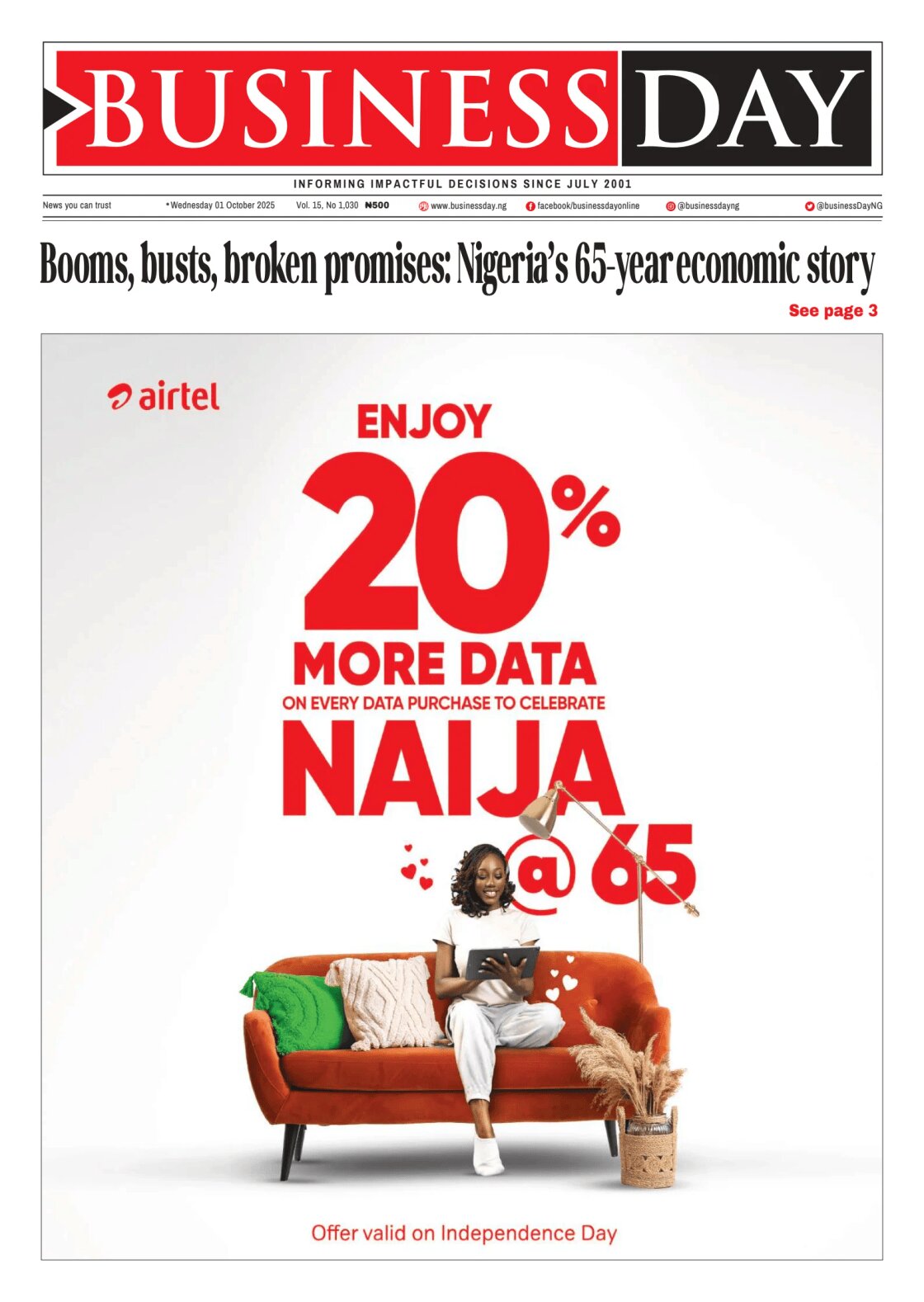 BusinessDay - Front Page - 10/01/2025