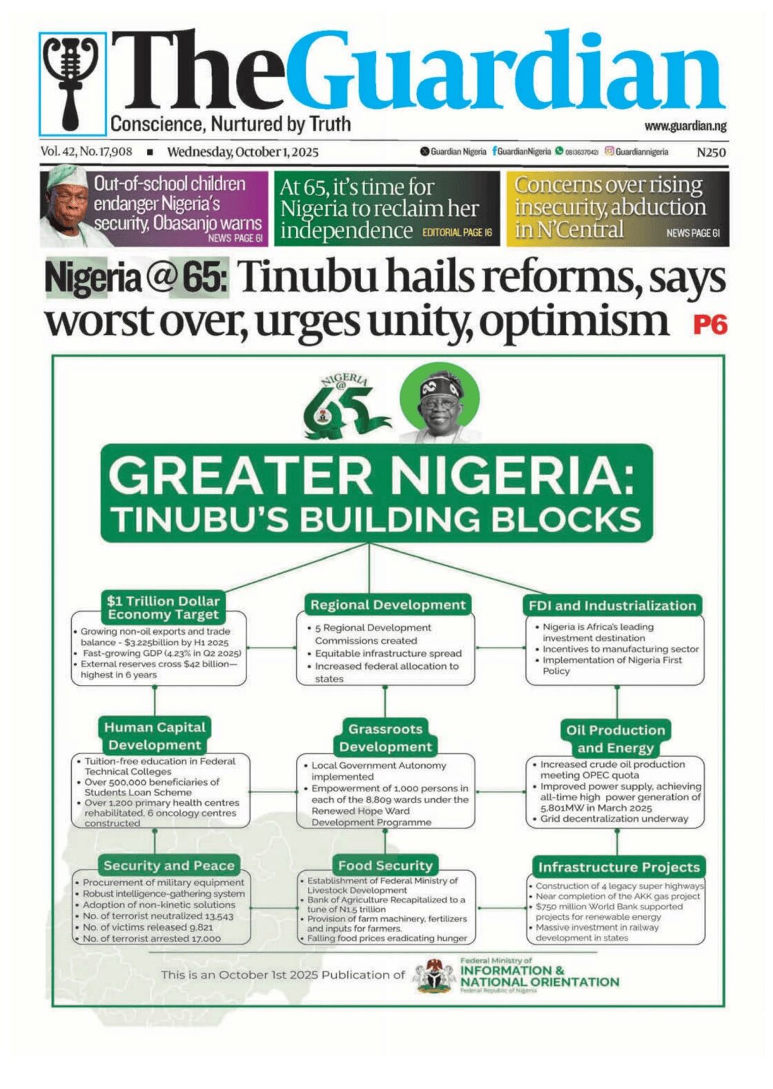 The Guardian (Nigeria) - Front Page - 10/01/2025