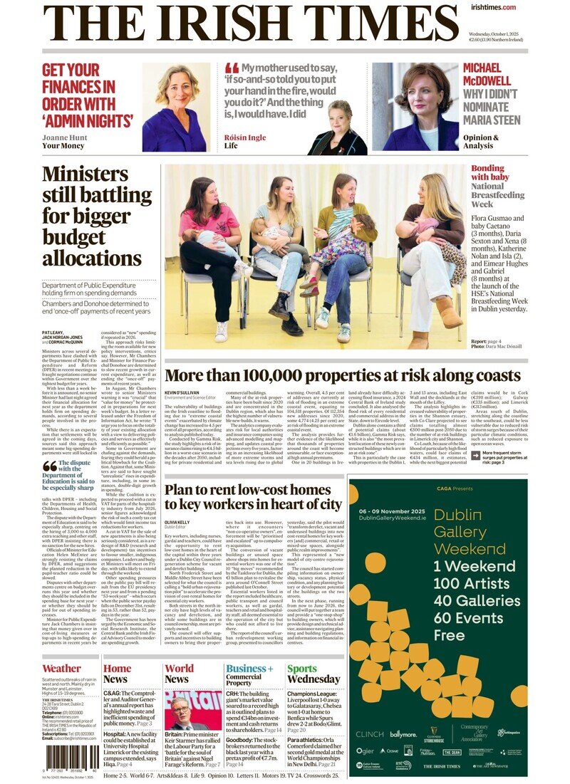 The Irish Times - Front Page - 10/01/2025