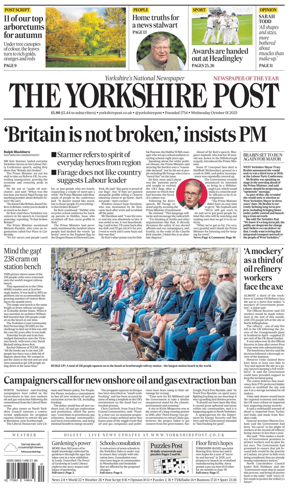 The Yorkshire Post - Front Page - 10/01/2025