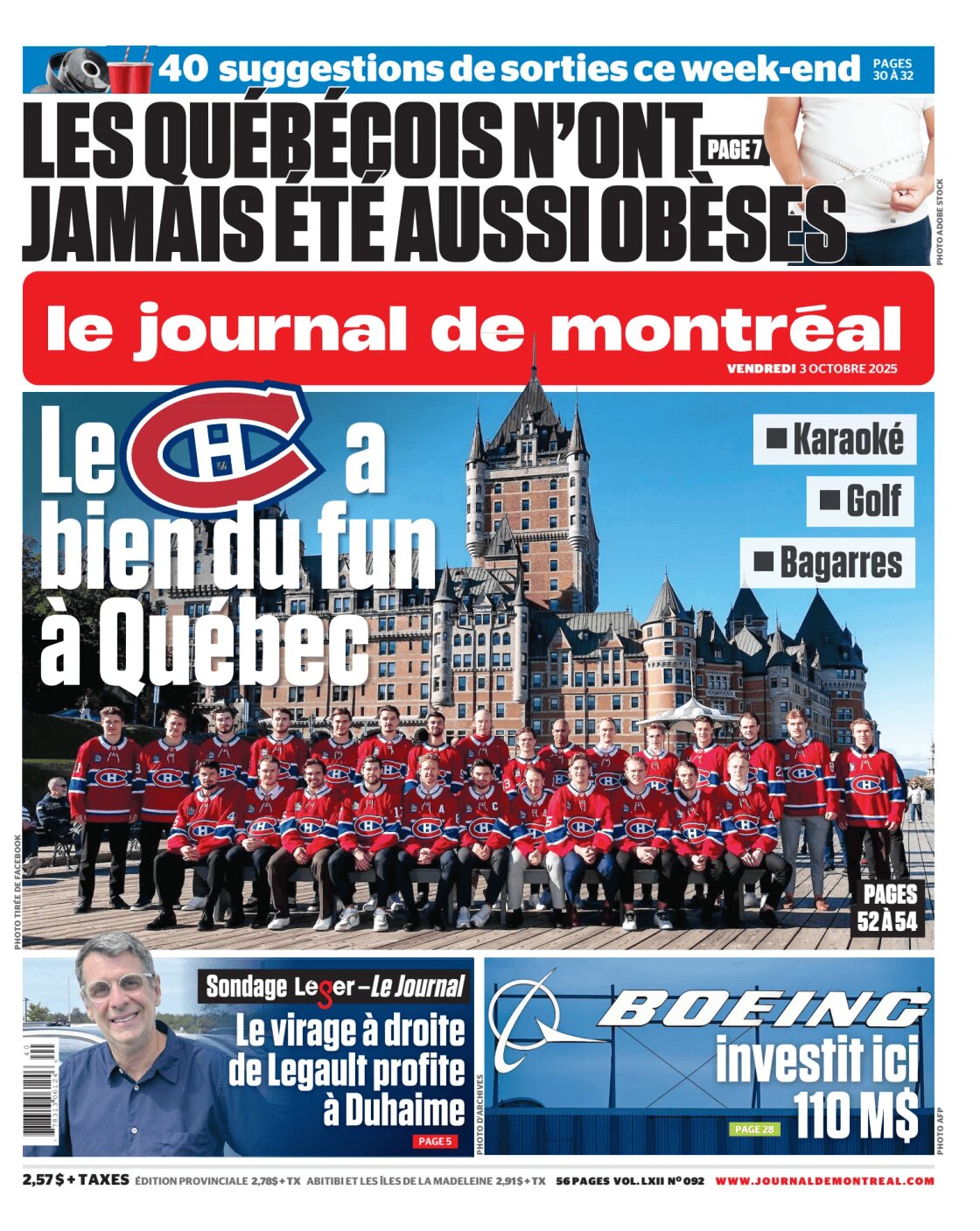 Le Journal de Montréal - Front Page - 10/03/2025