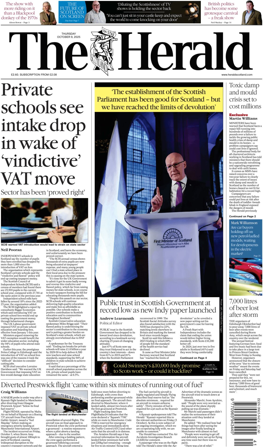 The Herald (Scotland) - Front Page - 10/09/2025