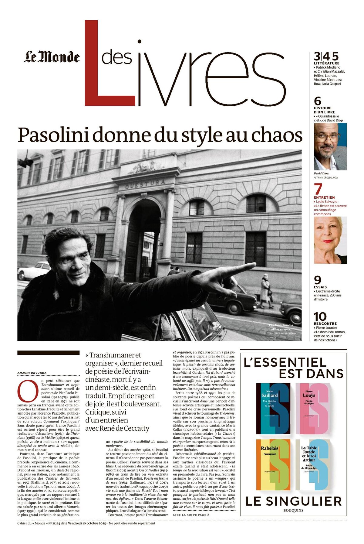 Le Monde des Livres - Cover - 10/10/2025