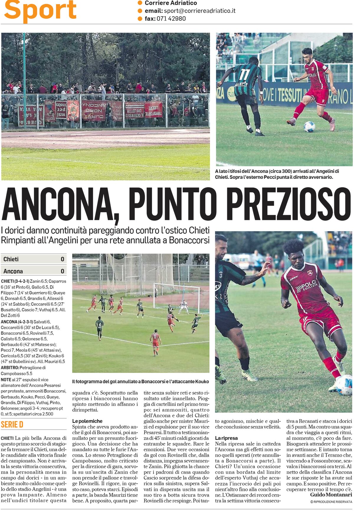 Corriere Adriatico SPORT - Front Page - 10/13/2025