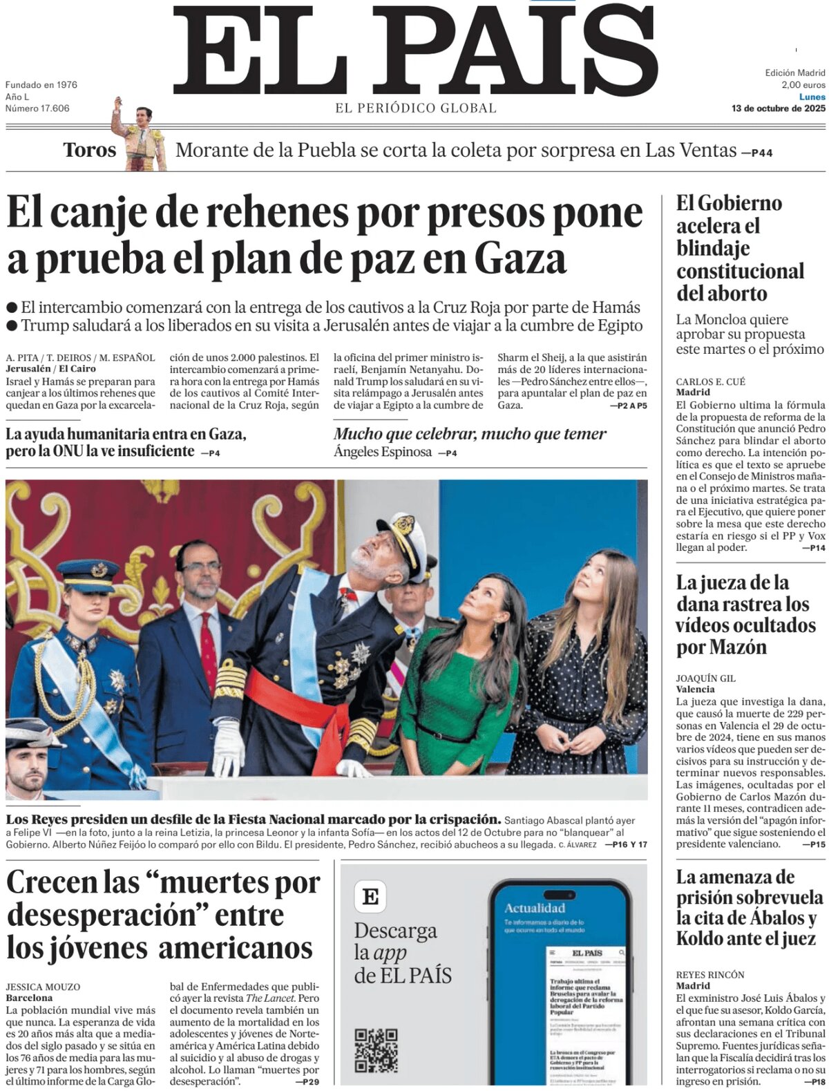 El País - Front Page - 10/13/2025