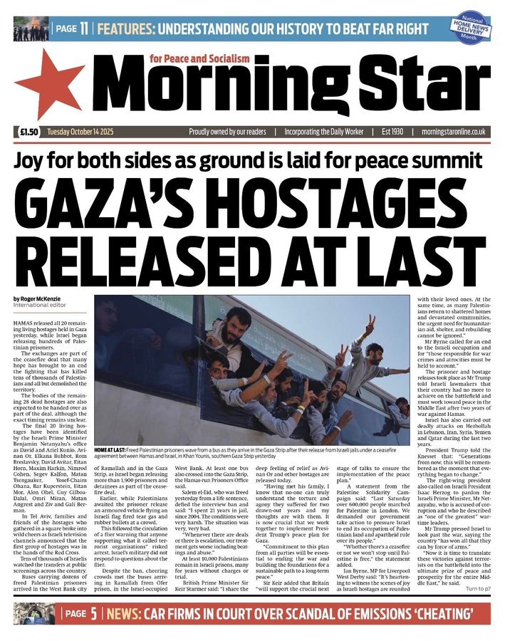 Morning Star - Front Page - 10/14/2025