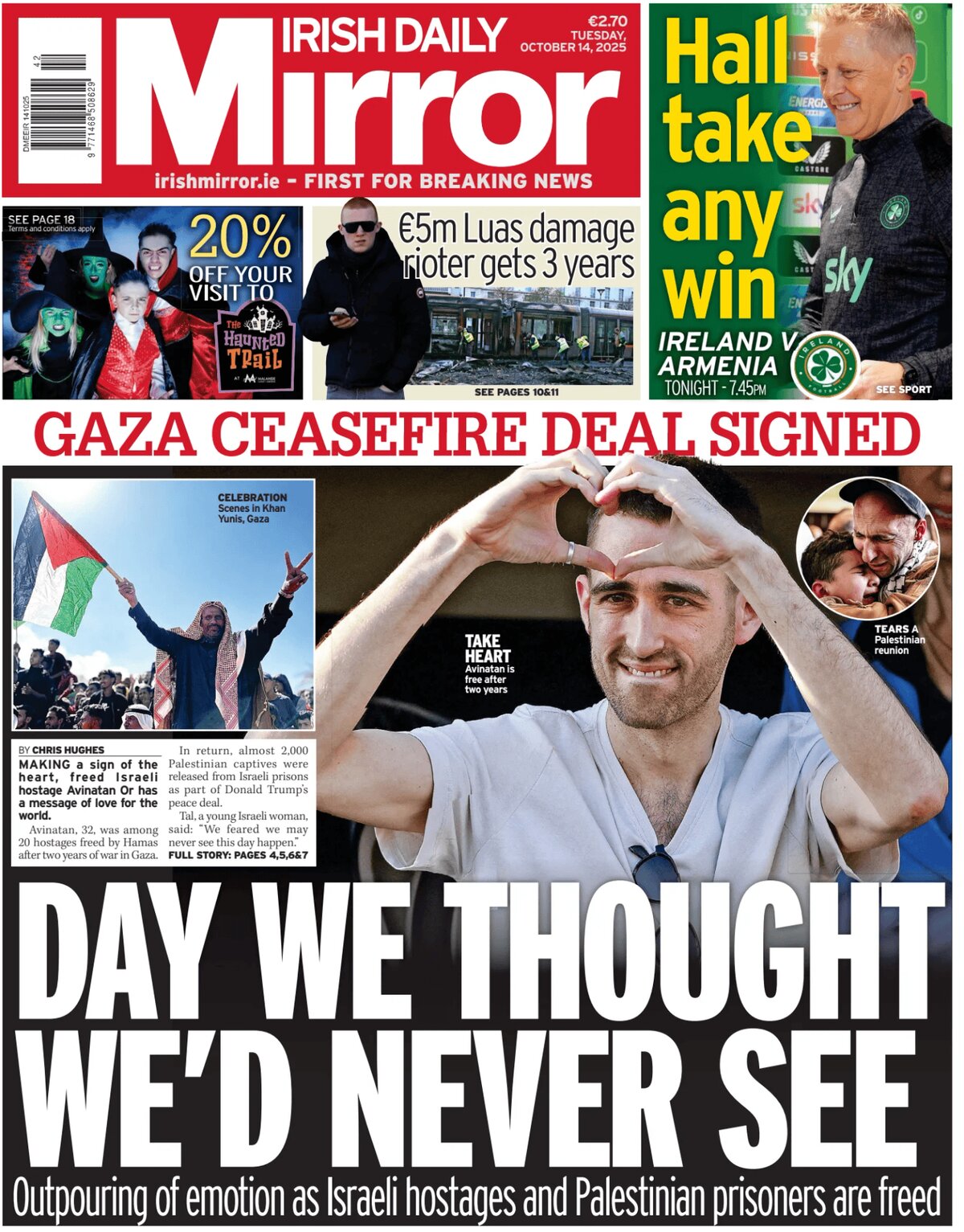 Irish Daily Mirror - Front Page - 10/14/2025