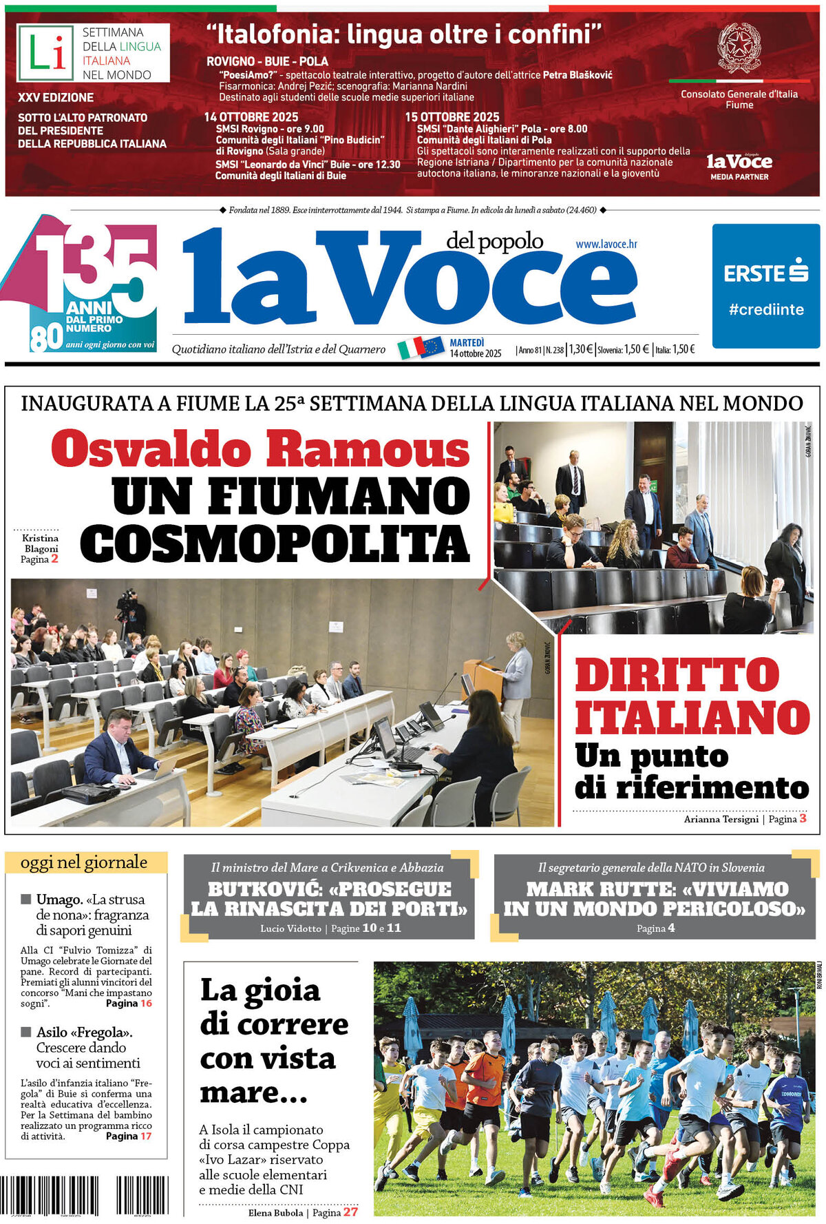 La Voce del popolo - Front Page - 10/14/2025