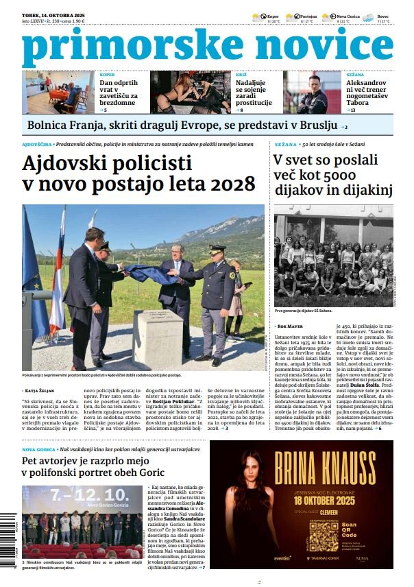 Primorske Novice - Front Page - 10/14/2025