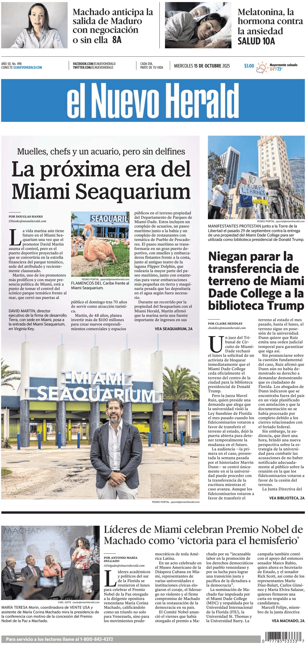 El Nuevo Herald - Cover - 10/15/2025
