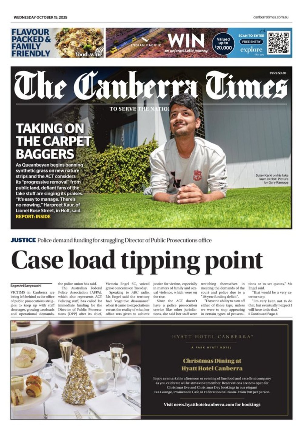 The Canberra Times - Front Page - 10/15/2025