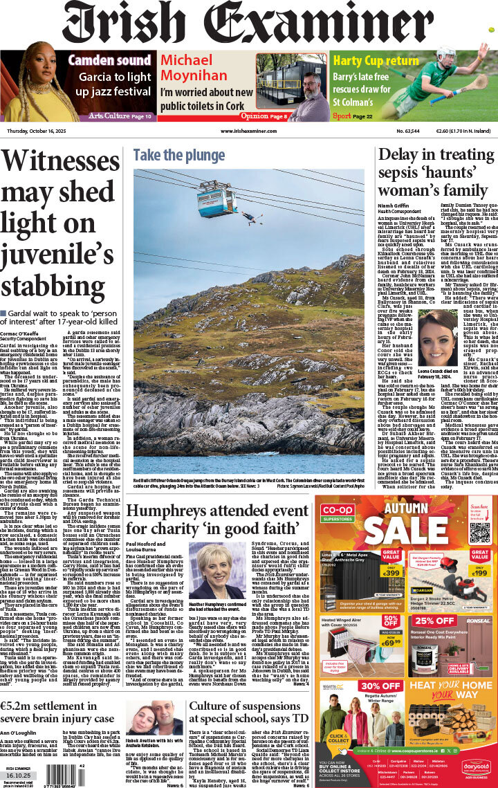Irish Examiner - Front Page - 10/16/2025