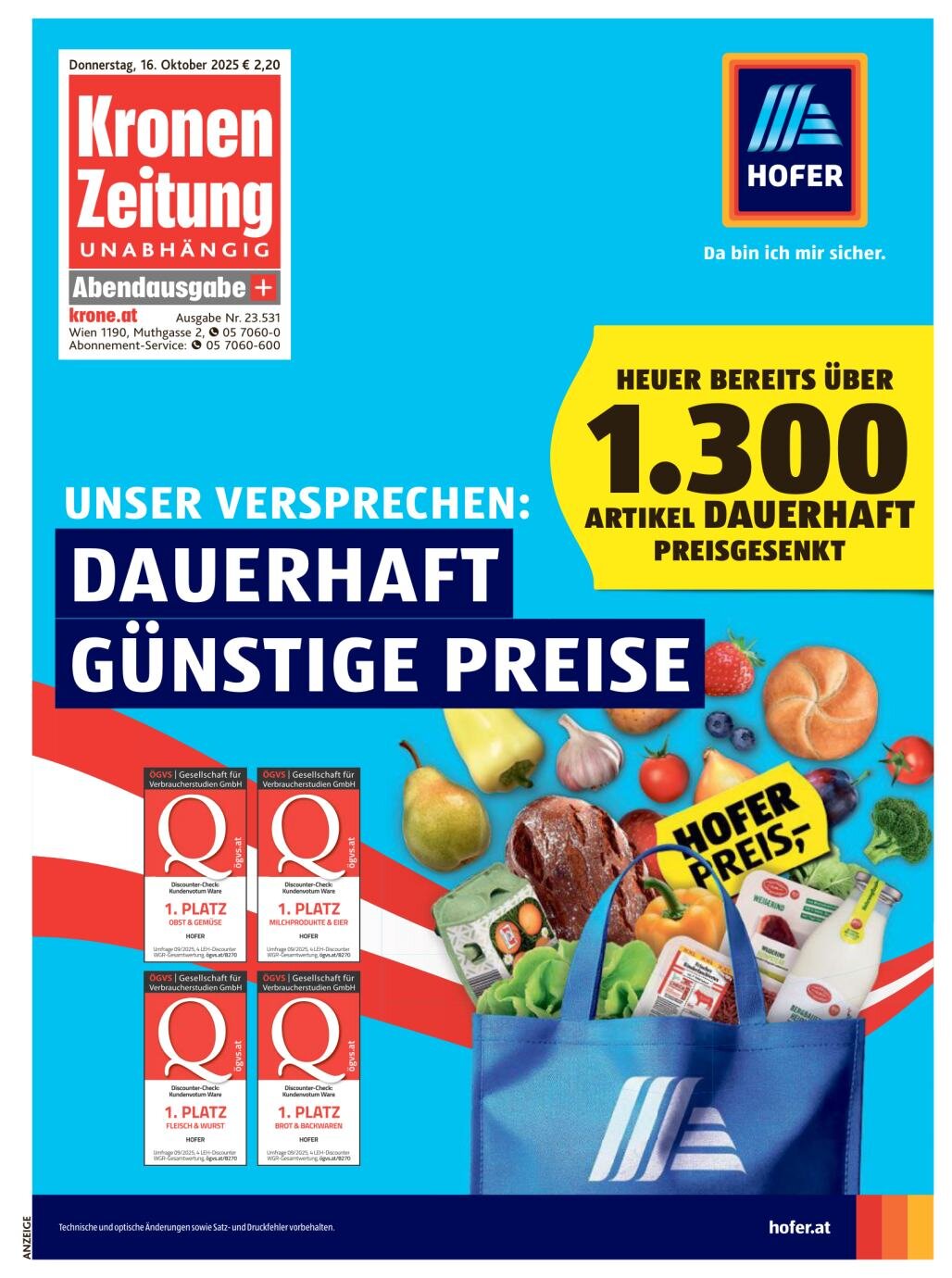 Kronen Zeitung - Front Page - 10/16/2025