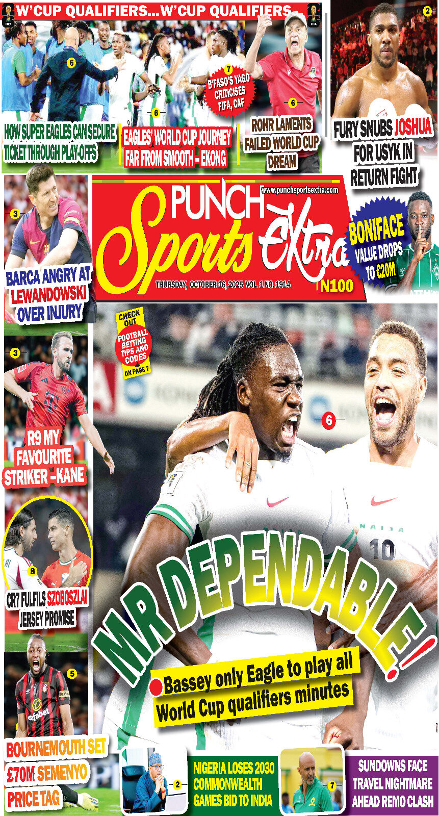 Punch Sports Extra - Front Page - 10/16/2025