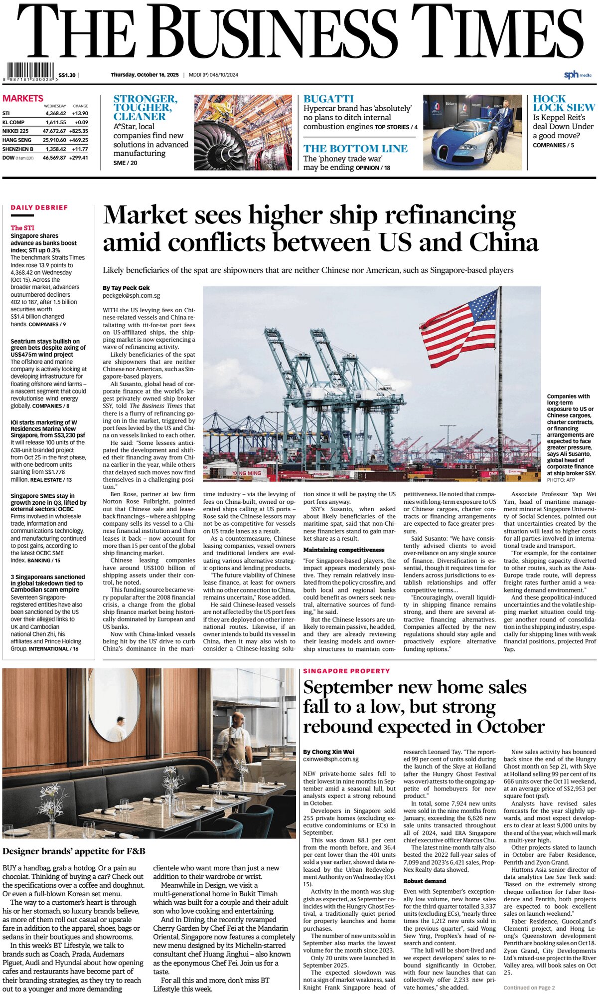 The Business Times (Singapore) - Front Page - 10/16/2025