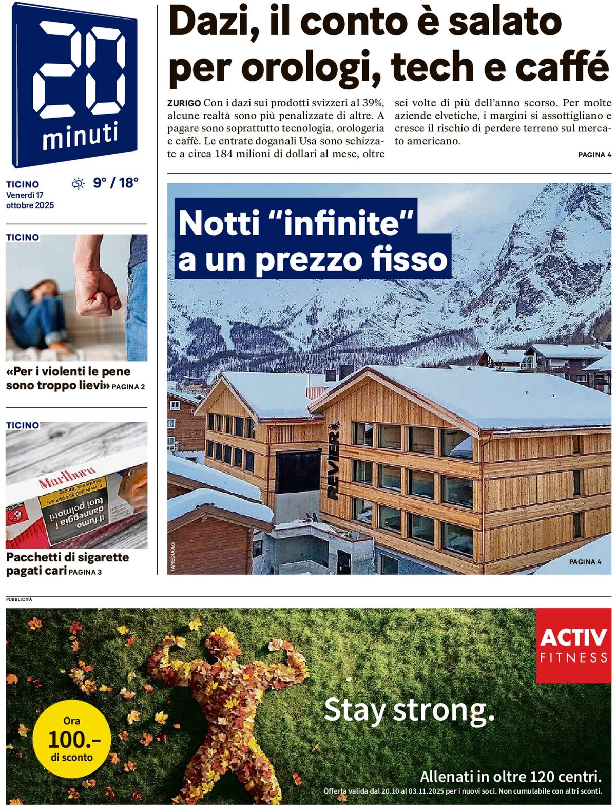 20 Minuti - Front Page - 10/17/2025