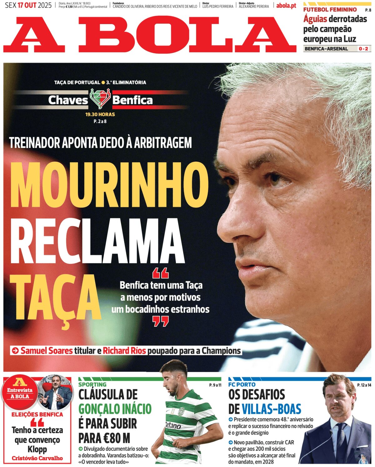 A Bola - Front Page - 10/17/2025