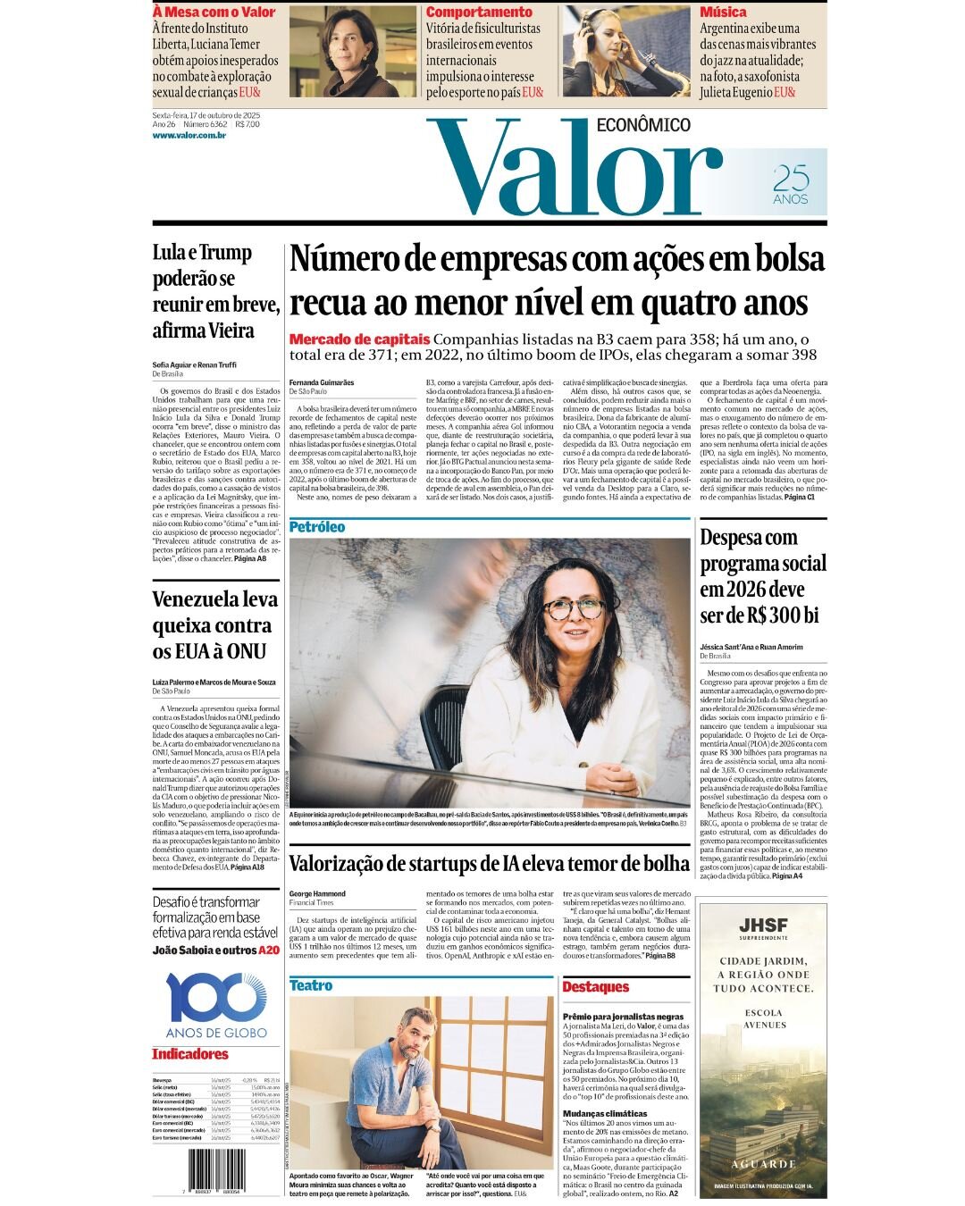 Valor Econômico - Front Page - 10/17/2025