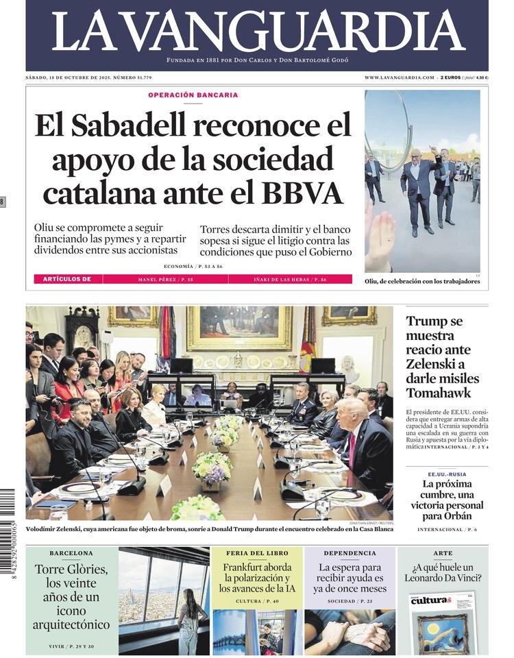 La Vanguardia - Front Page - 10/18/2025