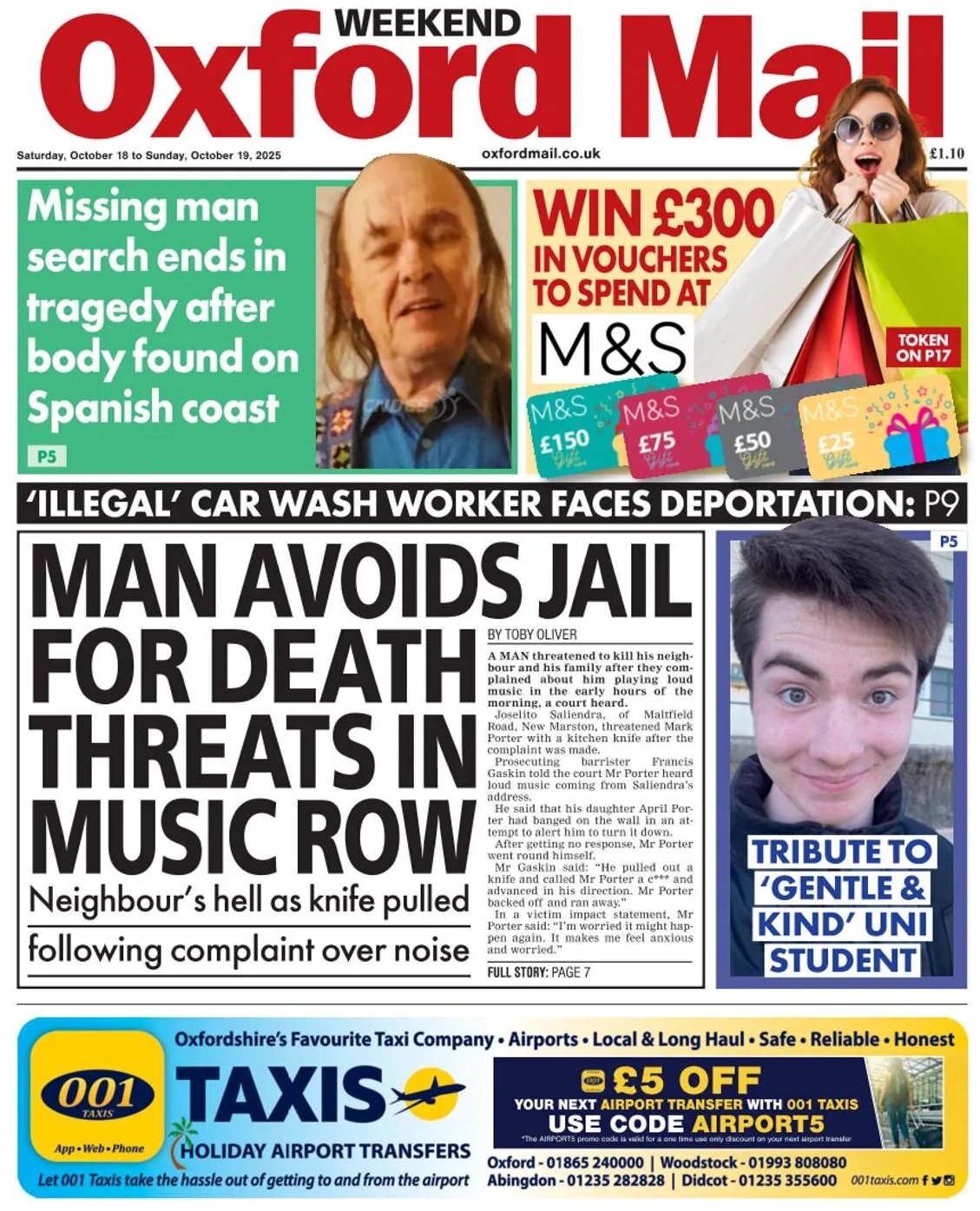 Oxford Mail - Front Page - 10/19/2025