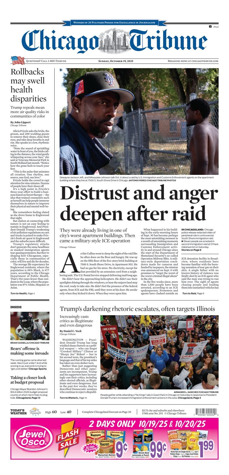 Chicago Tribune - Cover - 10/19/2025
