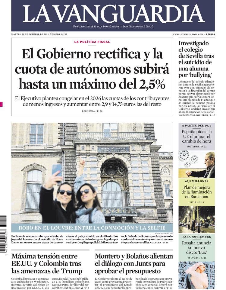 La Vanguardia - Front Page - 10/21/2025