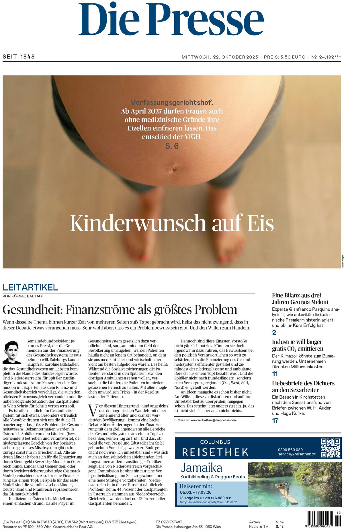 Die Presse - Front Page - 10/22/2025