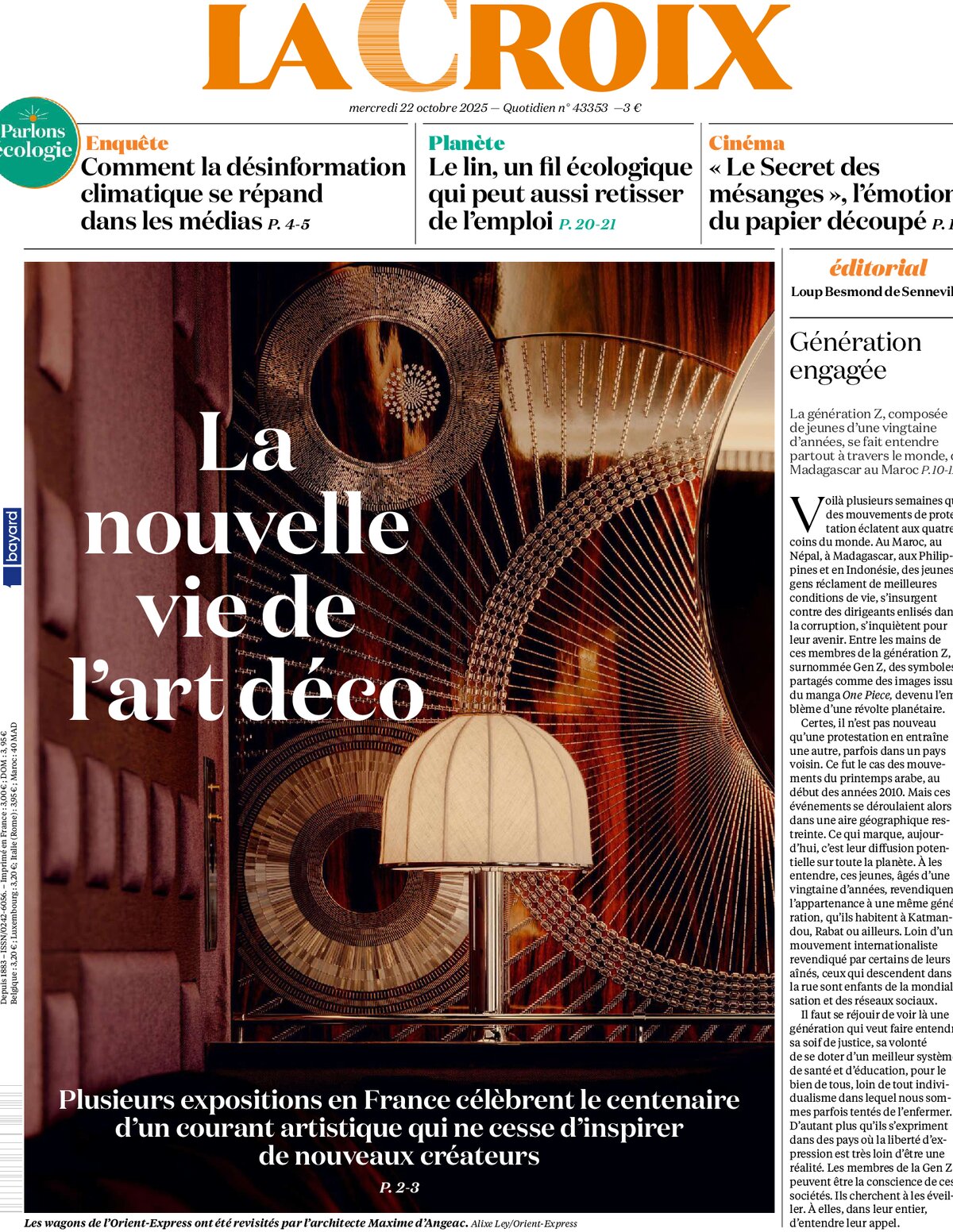 La Croix - Front Page - 10/22/2025