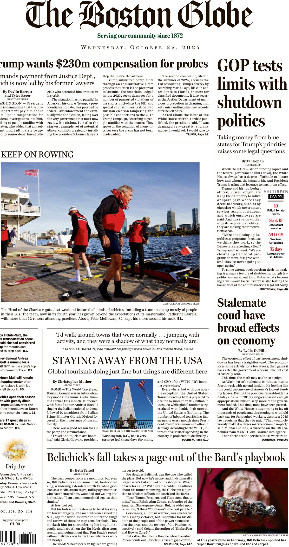 The Boston Globe - Cover - 10/22/2025