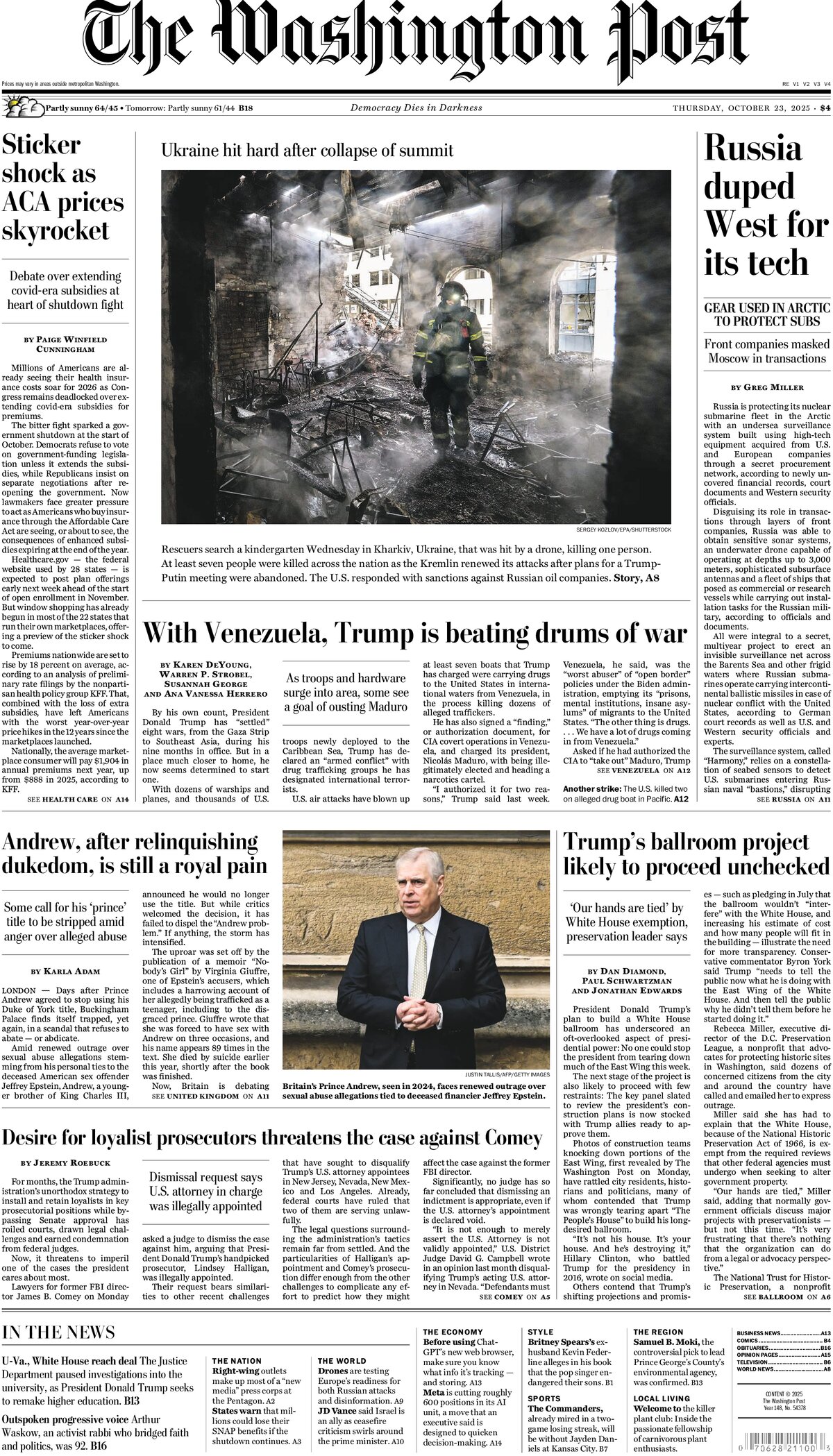 The Washington Post - Cover - 10/23/2025