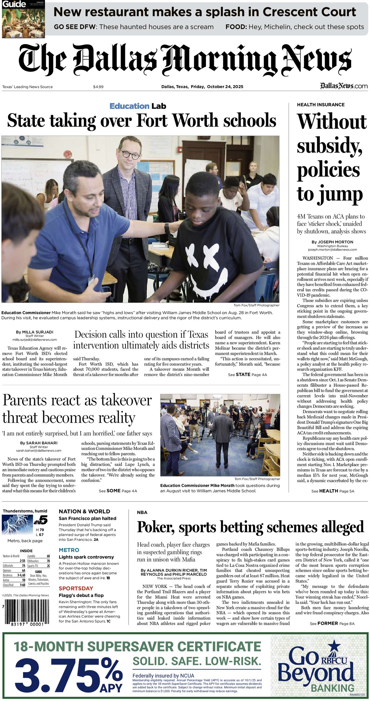 The Dallas Morning News - Cover - 10/24/2025