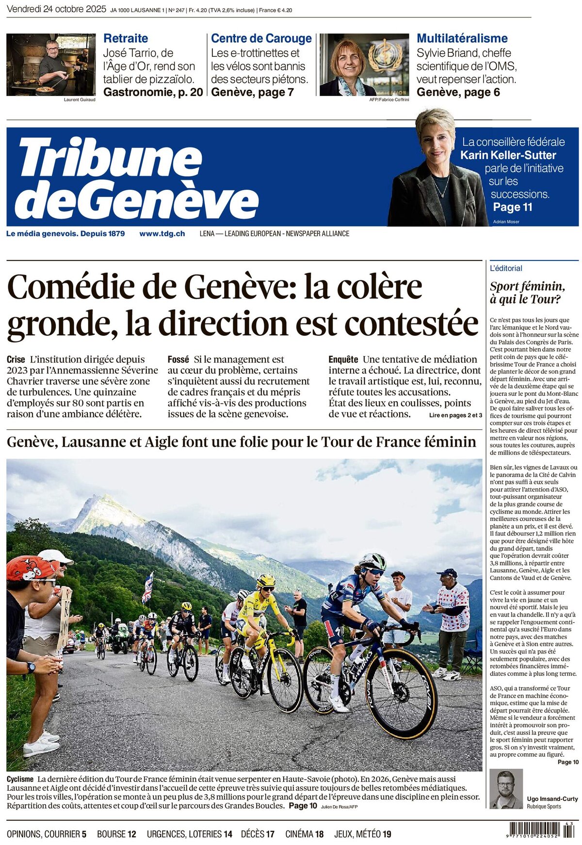 Tribune de Genève - Front Page - 10/24/2025